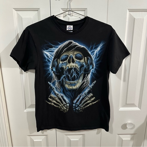 Delta Other - Y2K Skull Lightning Biker Shirt